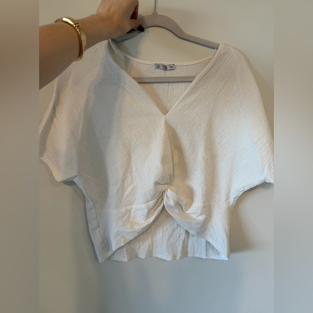 Zara Cream White Textured Blouse